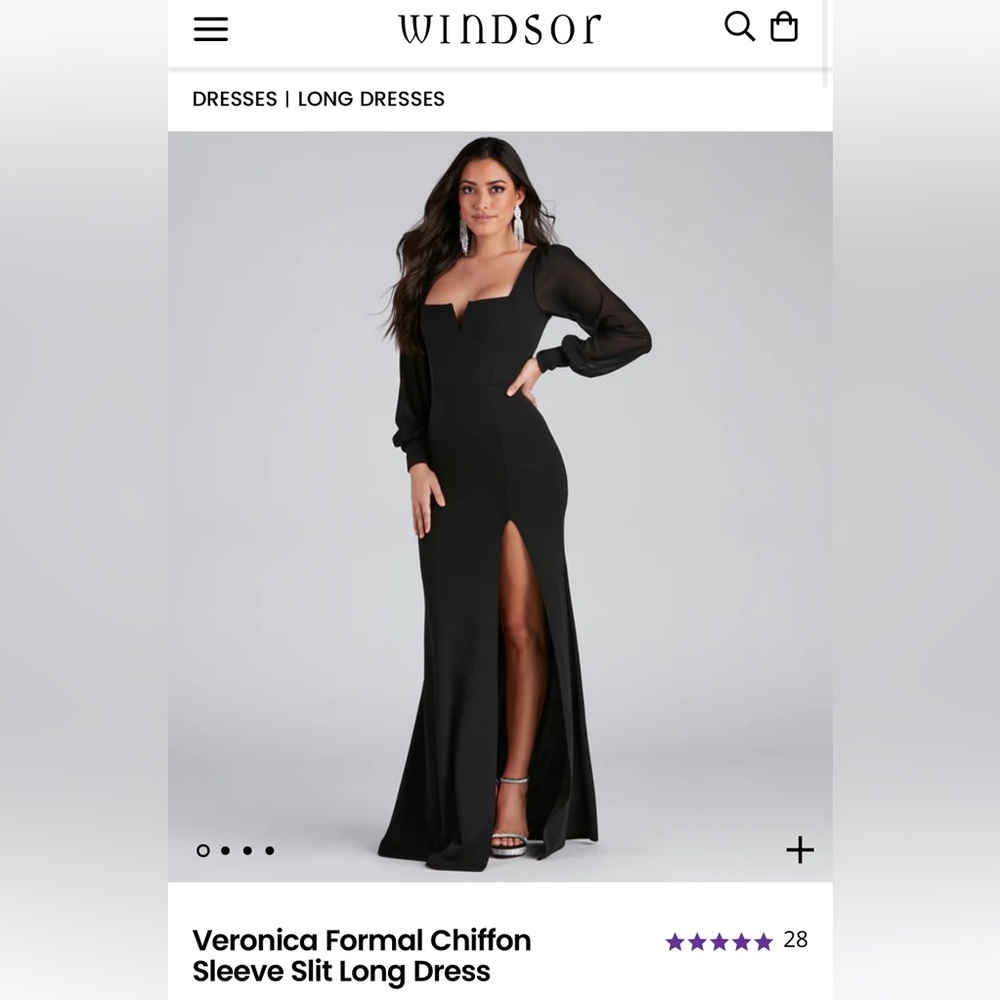 Windsor Formal Chiffon Sleeve Slit Long Dress